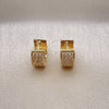 Argolla Huggie 02.195.0096.12 Oro Laminado, con Blanca Micro Pave, Pulido, Tono Dorado