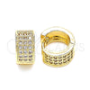 Argolla Huggie 02.195.0096.12 Oro Laminado, con Blanca Micro Pave, Pulido, Tono Dorado