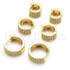 Argolla Huggie 02.195.0096.12 Oro Laminado, con Blanca Micro Pave, Pulido, Tono Dorado