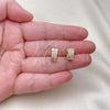 Argolla Huggie 02.195.0097.12 Oro Laminado, con Blanca Micro Pave, Pulido, Tono Dorado