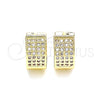 Argolla Huggie 02.195.0097.12 Oro Laminado, con Blanca Micro Pave, Pulido, Tono Dorado