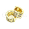 Argolla Huggie 02.195.0097.12 Oro Laminado, con Blanca Micro Pave, Pulido, Tono Dorado