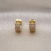 Argolla Huggie 02.195.0097.12 Oro Laminado, con Blanca Micro Pave, Pulido, Tono Dorado