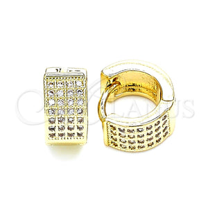 Argolla Huggie 02.195.0097.12 Oro Laminado, con Blanca Micro Pave, Pulido, Tono Dorado