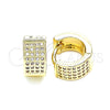 Argolla Huggie 02.195.0097.12 Oro Laminado, con Blanca Micro Pave, Pulido, Tono Dorado
