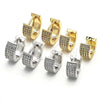 Argolla Huggie 02.195.0097.12 Oro Laminado, con Blanca Micro Pave, Pulido, Tono Dorado