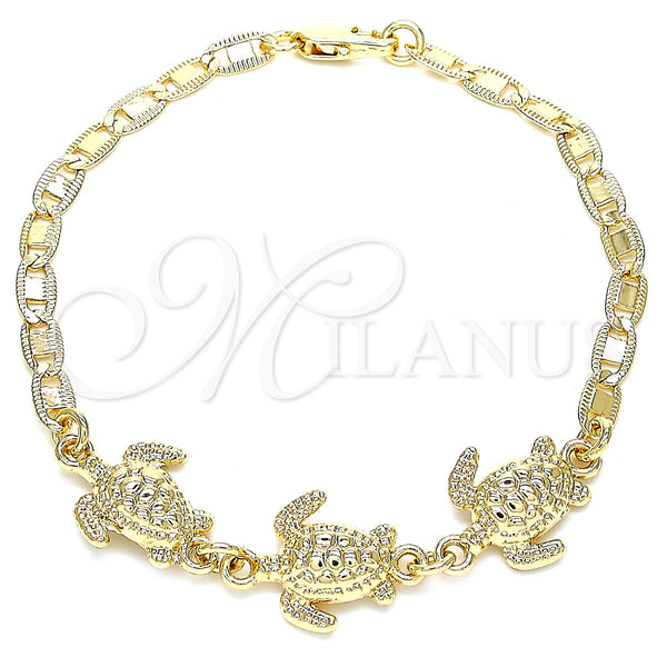 Pulsera Elegante 03.63.1871.07 Oro Laminado, Diseño de Tortuga, Pulido, Tono Dorado (04 MM Thickness, 7 Inches Length)