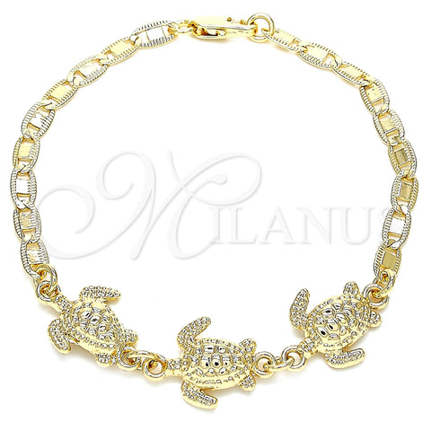 Pulsera Elegante 03.63.1871.07 Oro Laminado, Diseño de Tortuga, Pulido, Tono Dorado (04 MM Thickness, 7 Inches Length)