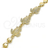 Pulsera Elegante 03.63.1873.08 Oro Laminado, Diseño de Tortuga y Corazón, Pulido, Tono Dorado (07 MM Thickness, 8 Inches Length)