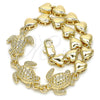 Pulsera Elegante 03.63.1873.08 Oro Laminado, Diseño de Tortuga y Corazón, Pulido, Tono Dorado (07 MM Thickness, 8 Inches Length)