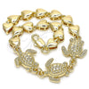 Pulsera Elegante 03.63.1873.08 Oro Laminado, Diseño de Tortuga y Corazón, Pulido, Tono Dorado (07 MM Thickness, 8 Inches Length)