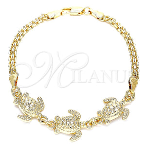 Pulsera Elegante 03.63.1874.07 Oro Laminado, Diseño de Tortuga, Pulido, Tono Dorado (04 MM Thickness, 7 Inches Length)