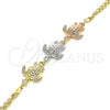 Pulsera Elegante 03.63.1874.1.07 Oro Laminado, Diseño de Tortuga, Pulido, Tres Tonos (04 MM Thickness, 7 Inches Length)