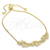 Pulsera Bolo Ajustable 03.63.1884.12 Oro Laminado, Diseño de Delfín, Pulido, Tono Dorado (01 MM Thickness, 12 Inches Length)