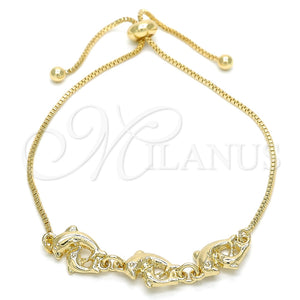Pulsera Bolo Ajustable 03.63.1884.12 Oro Laminado, Diseño de Delfín, Pulido, Tono Dorado (01 MM Thickness, 12 Inches Length)
