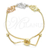 Pulsera Bolo Ajustable 03.63.1884.1.12 Oro Laminado, Diseño de Delfín, Pulido, Tres Tonos (01 MM Thickness, 12 Inches Length)