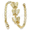 Pulsera Elegante 03.63.1887.08 Oro Laminado, Diseño de Mariposa, Pulido, Tono Dorado (04 MM Thickness, 8 Inches Length)