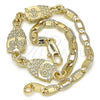 Pulsera Elegante 03.63.1889.08 Oro Laminado, Diseño de Búho, Pulido, Tono Dorado (04 MM Thickness, 8 Inches Length)