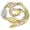 Pulsera Elegante 03.63.1889.1.08 Oro Laminado, Diseño de Búho, Pulido, Tres Tonos (04 MM Thickness, 8 Inches Length)