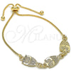 Pulsera Bolo Ajustable 03.63.1890.10 Oro Laminado, Diseño de Búho, Pulido, Tono Dorado (01 MM Thickness, 10 Inches Length)