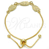 Pulsera Bolo Ajustable 03.63.1890.10 Oro Laminado, Diseño de Búho, Pulido, Tono Dorado (01 MM Thickness, 10 Inches Length)