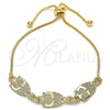 Pulsera Bolo Ajustable 03.63.1890.10 Oro Laminado, Diseño de Búho, Pulido, Tono Dorado (01 MM Thickness, 10 Inches Length)