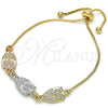 Pulsera Bolo Ajustable 03.63.1890.1.10 Oro Laminado, Diseño de Búho, Pulido, Tres Tonos (01 MM Thickness, 10 Inches Length)