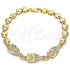 Pulsera Elegante 03.63.1891.08 Oro Laminado, Diseño de Búho y Corazón, Pulido, Tono Dorado (07 MM Thickness, 8 Inches Length)