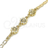 Pulsera Elegante 03.63.1893.08 Oro Laminado, Diseño de Flor, Pulido, Tono Dorado (04 MM Thickness, 8 Inches Length)
