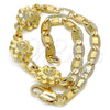 Pulsera Elegante 03.63.1893.08 Oro Laminado, Diseño de Flor, Pulido, Tono Dorado (04 MM Thickness, 8 Inches Length)