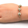 Pulsera Bolo Ajustable 03.63.1894.11 Oro Laminado, Diseño de Flor, Pulido, Tono Dorado (01 MM Thickness, 11 Inches Length)