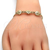 Pulsera Bolo Ajustable 03.63.1894.11 Oro Laminado, Diseño de Flor, Pulido, Tono Dorado (01 MM Thickness, 11 Inches Length)