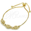 Pulsera Bolo Ajustable 03.63.1894.11 Oro Laminado, Diseño de Flor, Pulido, Tono Dorado (01 MM Thickness, 11 Inches Length)