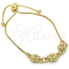 Pulsera Bolo Ajustable 03.63.1894.11 Oro Laminado, Diseño de Flor, Pulido, Tono Dorado (01 MM Thickness, 11 Inches Length)