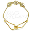 Pulsera Bolo Ajustable 03.63.1894.11 Oro Laminado, Diseño de Flor, Pulido, Tono Dorado (01 MM Thickness, 11 Inches Length)