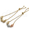 Pulsera Bolo Ajustable 03.63.1894.11 Oro Laminado, Diseño de Flor, Pulido, Tono Dorado (01 MM Thickness, 11 Inches Length)