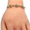 Pulsera Elegante 03.63.1895.08 Oro Laminado, Diseño de Flor, Pulido, Tono Dorado (04 MM Thickness, 8 Inches Length)