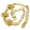 Pulsera Elegante 03.63.1895.08 Oro Laminado, Diseño de Flor, Pulido, Tono Dorado (04 MM Thickness, 8 Inches Length)