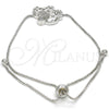 Pulsera Bolo Ajustable 03.155.0042.1.11 Rodio Laminado, Diseño de Elefante, con Zirconia Cubica Blanca, Pulido, Rodinado (Grosor 01 MM, 11 Pulgadas de Largo)