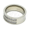 Anillo de Hombre 01.328.0001.09 Acero Inoxidable, con Zirconia Cubica Blanca, Pulido, Tono Plateado (Tamaño 9)