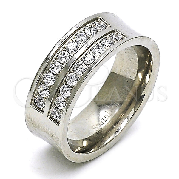 Anillo de Hombre 01.328.0001.11 Acero Inoxidable, con Blanca Zirconia Cubica, Pulido, Tono Plateado (Size 11)