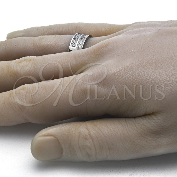 Anillo de Hombre 01.328.0001.12 Acero Inoxidable, con Blanca Zirconia Cubica, Pulido, Tono Plateado (Size 12)