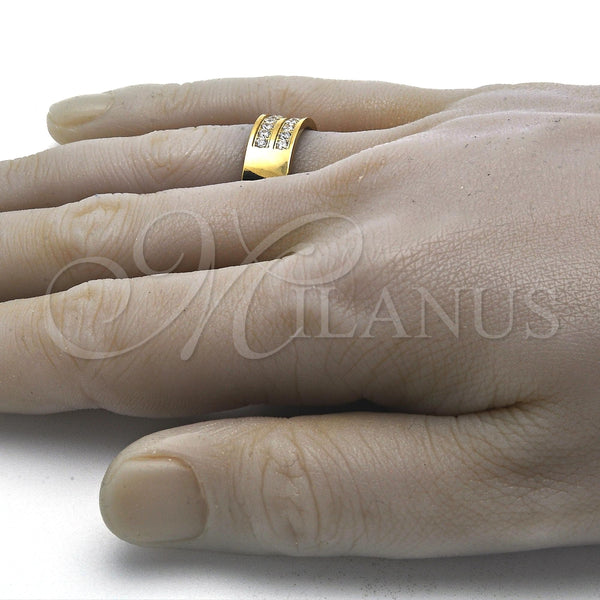 Anillo de Hombre 01.328.0001.1.09 Acero Inoxidable, con Blanca Zirconia Cubica, Pulido, Tono Dorado (Size 9)