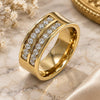Anillo de Hombre 01.328.0001.1.09 Acero Inoxidable, con Zirconia Cubica Blanca, Pulido, Tono Dorado (Tamaño 9)