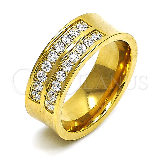 Anillo de Hombre 01.328.0001.1.09 Acero Inoxidable, con Blanca Zirconia Cubica, Pulido, Tono Dorado (Size 9)