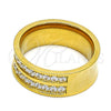 Anillo Multi Piedra 01.328.0001.1.12 Acero Inoxidable, con Zirconia Cubica Blanca, Pulido, Tono Dorado (Tamaño 12)