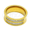 Anillo Multi Piedra 01.328.0001.1.12 Acero Inoxidable, con Zirconia Cubica Blanca, Pulido, Tono Dorado (Tamaño 12)