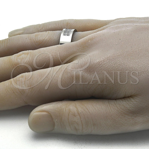 Anillo de Hombre 01.328.0002.12 Acero Inoxidable, con Blanca Zirconia Cubica, Pulido, Tono Plateado (Size 12)