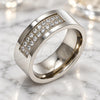 Anillo de Hombre 01.328.0002.12 Acero Inoxidable, con Zirconia Cubica Blanca, Pulido, Tono Plateado (Tamaño 12)