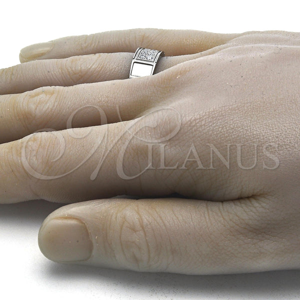 Anillo de Hombre 01.328.0004.09 Acero Inoxidable, con Blanca Zirconia Cubica, Pulido, Tono Plateado (Size 9)